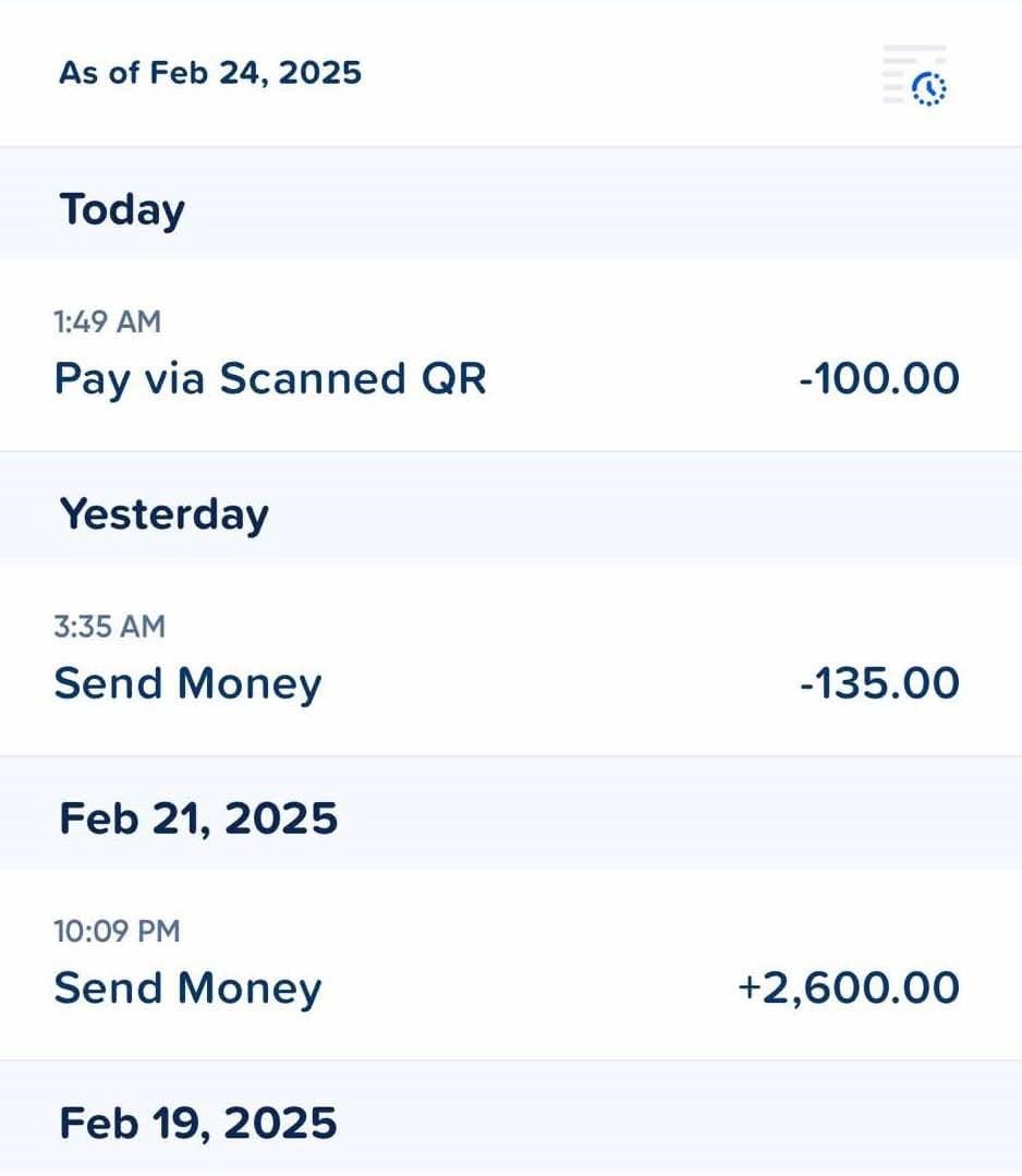 GCash wallet transaction history or payment status screen used to verify whether a Ragnarok M: Classic Zeny order was charged
