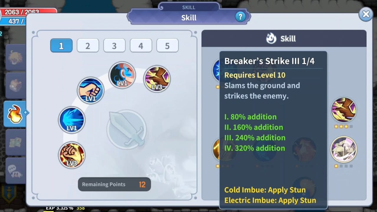 Guide image comparing IMO Breaker PvE and PvP skill setups with Electric Imbue and Cold Imbue