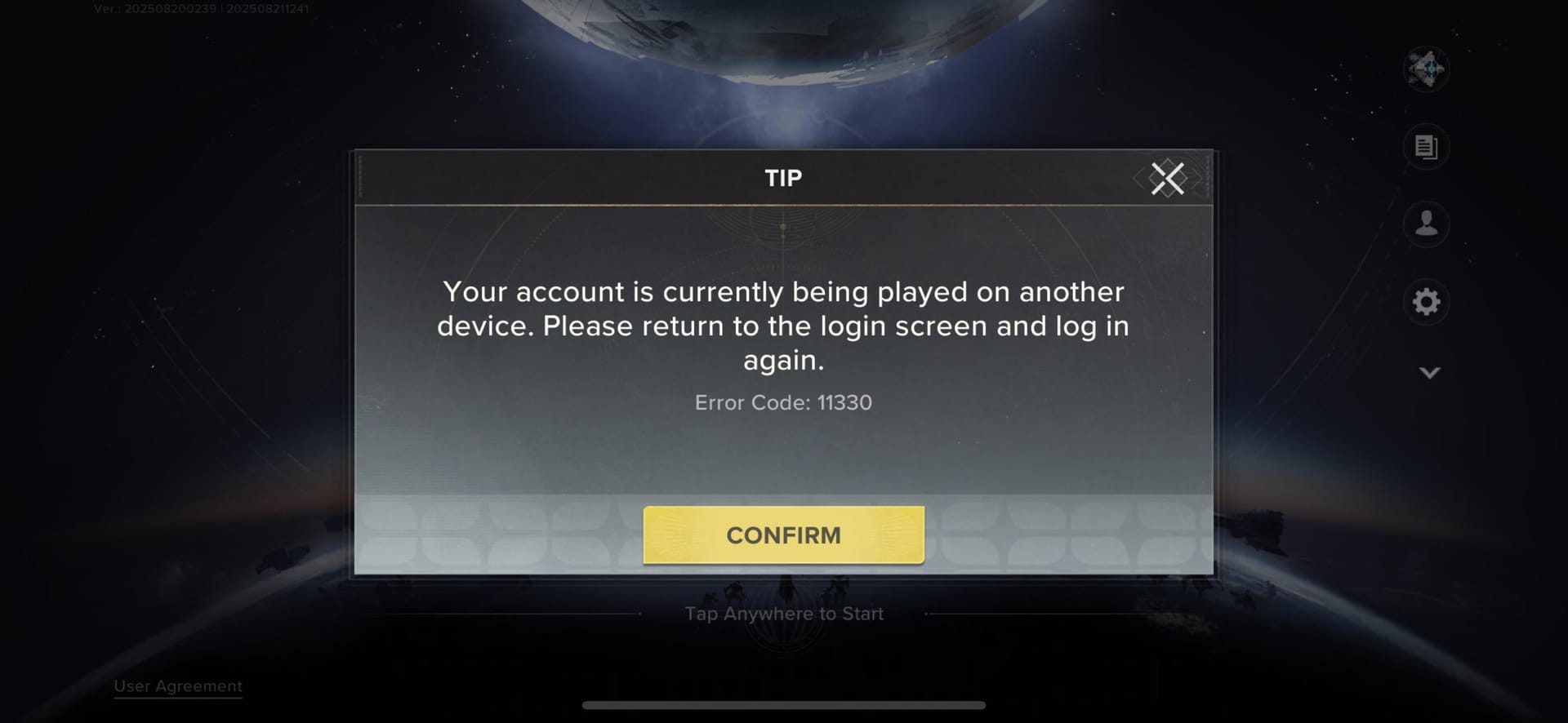 Destiny: Rising payment troubleshooting image showing region lock, unsupported country, or failed purchase message