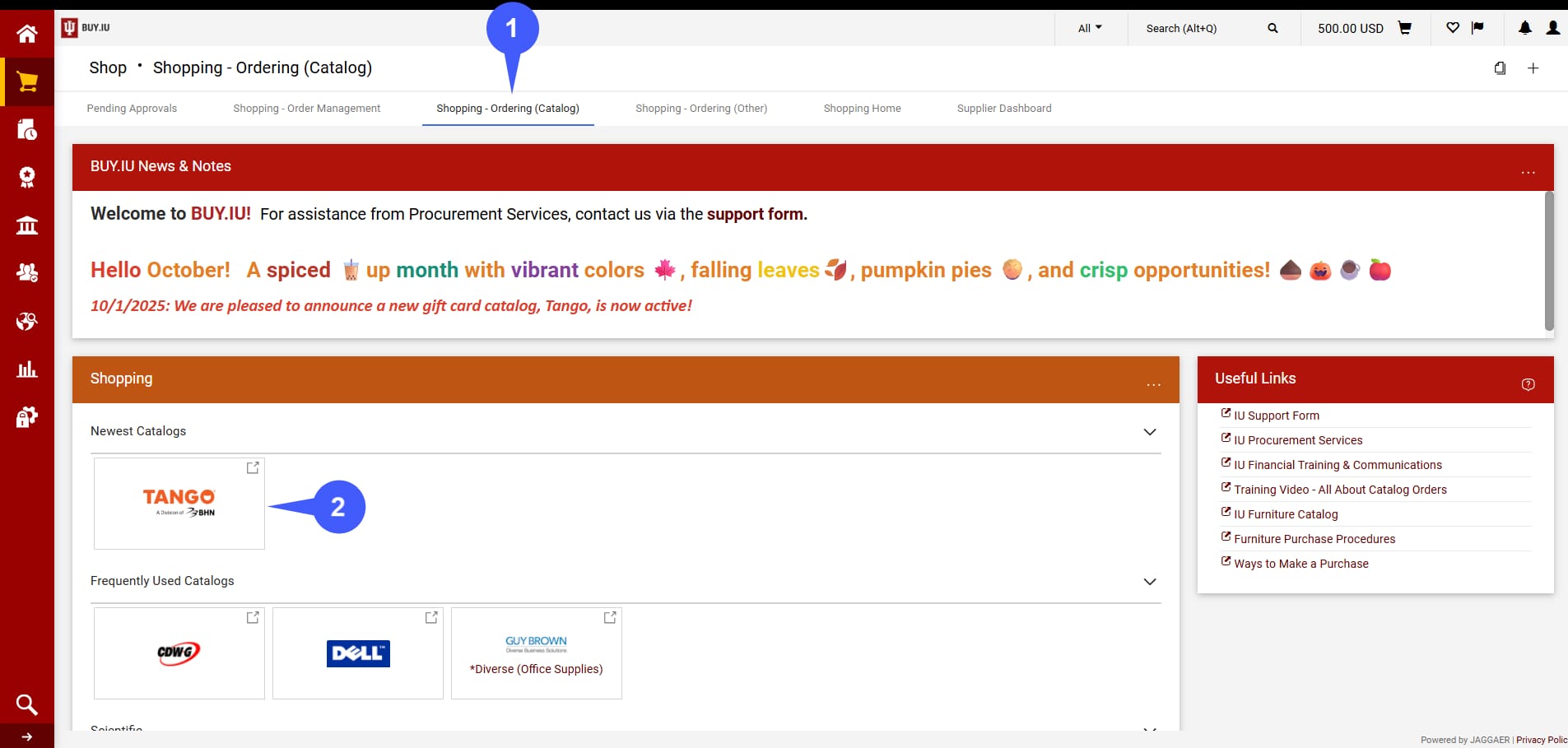 Tango web account screen showing the coin top up or checkout flow on the official website.