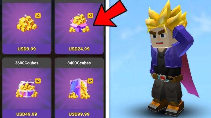 Official Blockman Go payment checkout screen from web top-up center or app store purchase flow