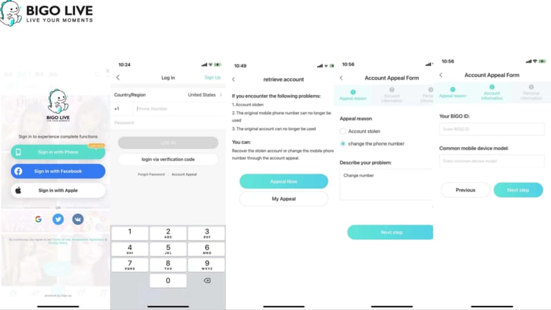 Bigo Live profile screen showing where to find the numeric account ID for Diamond top up