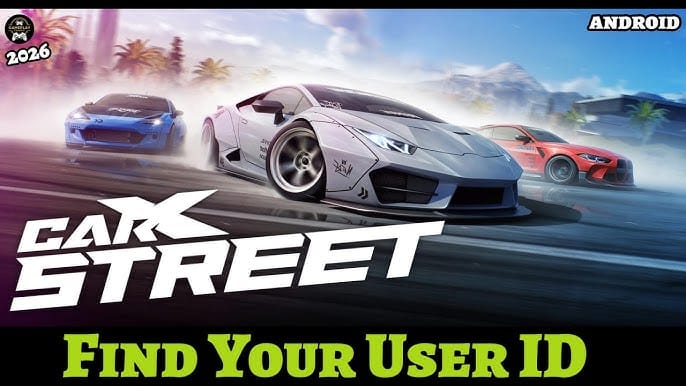 Comparison-style visual of CarX Street profile screen highlighting Player ID or CarX ID versus nickname or display name