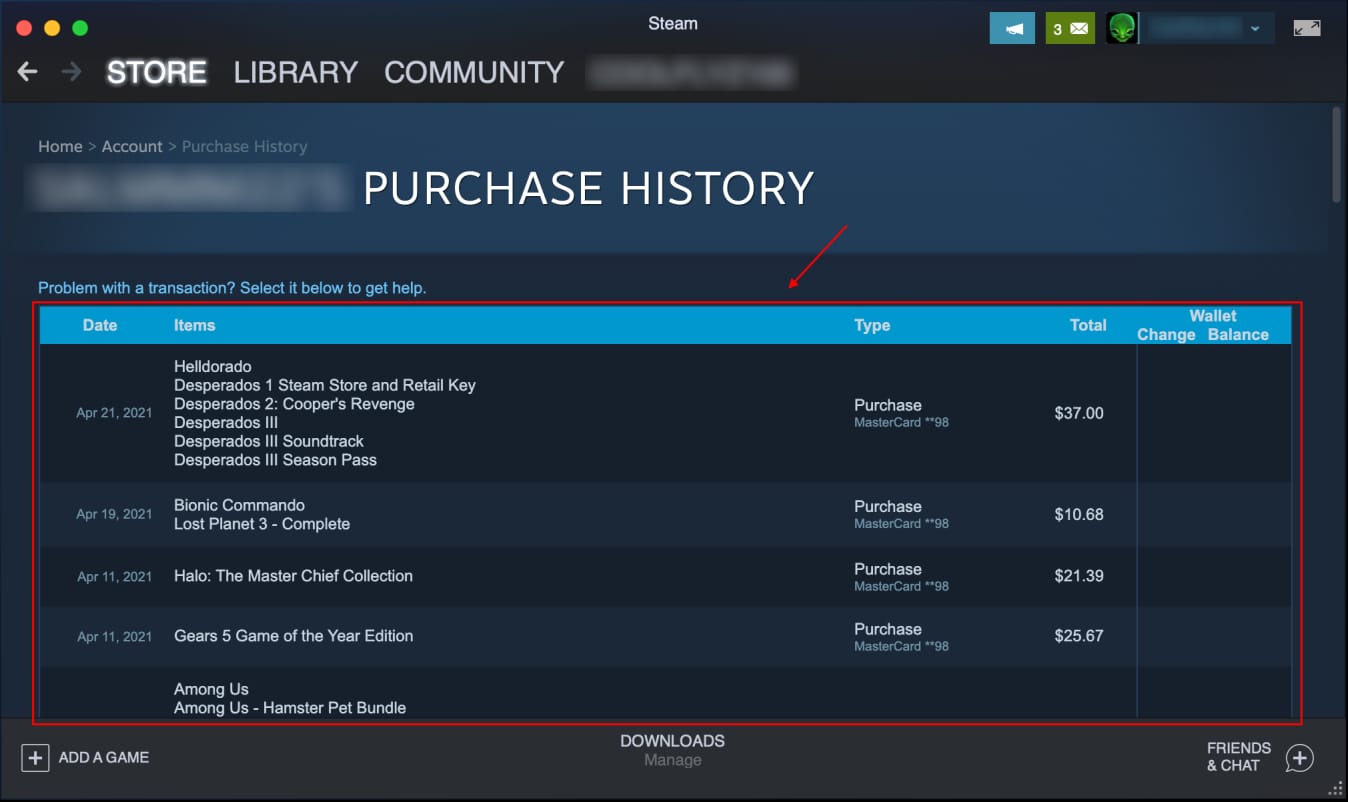 Steam purchase history and wallet top up troubleshooting flow for delayed or not received funds