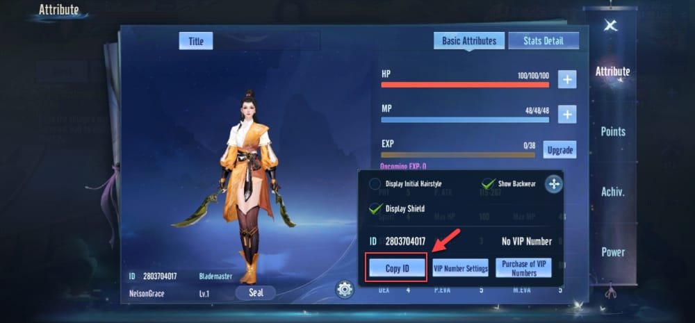 Ghost Story: Love Destiny Jade account screen showing where to find and copy the Role ID from avatar settings