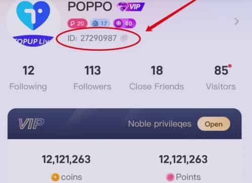 Руководство о том, как найти числовой User ID в Poppo Live на странице профиля для безопасного пополнения