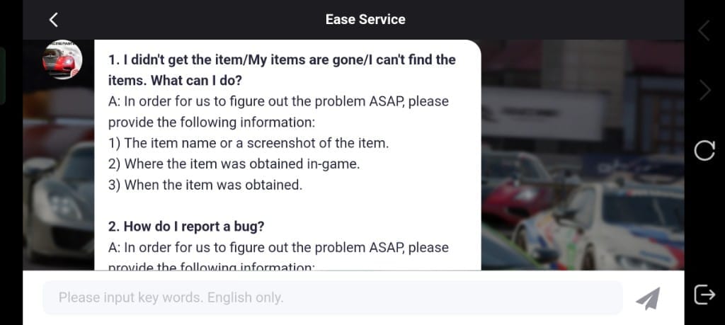 Racing Master Gems and Packs order status or support screen for delayed delivery troubleshooting
