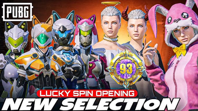 PUBG Mobile UC lucky spin event interface showing pull costs and reward structure