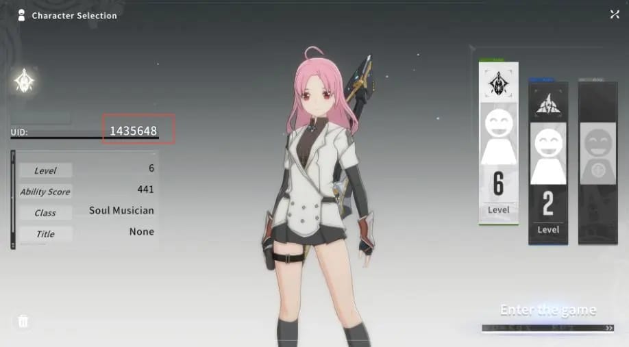 Blue Protocol: Star Resonance account or character screen showing UID and server details before top up