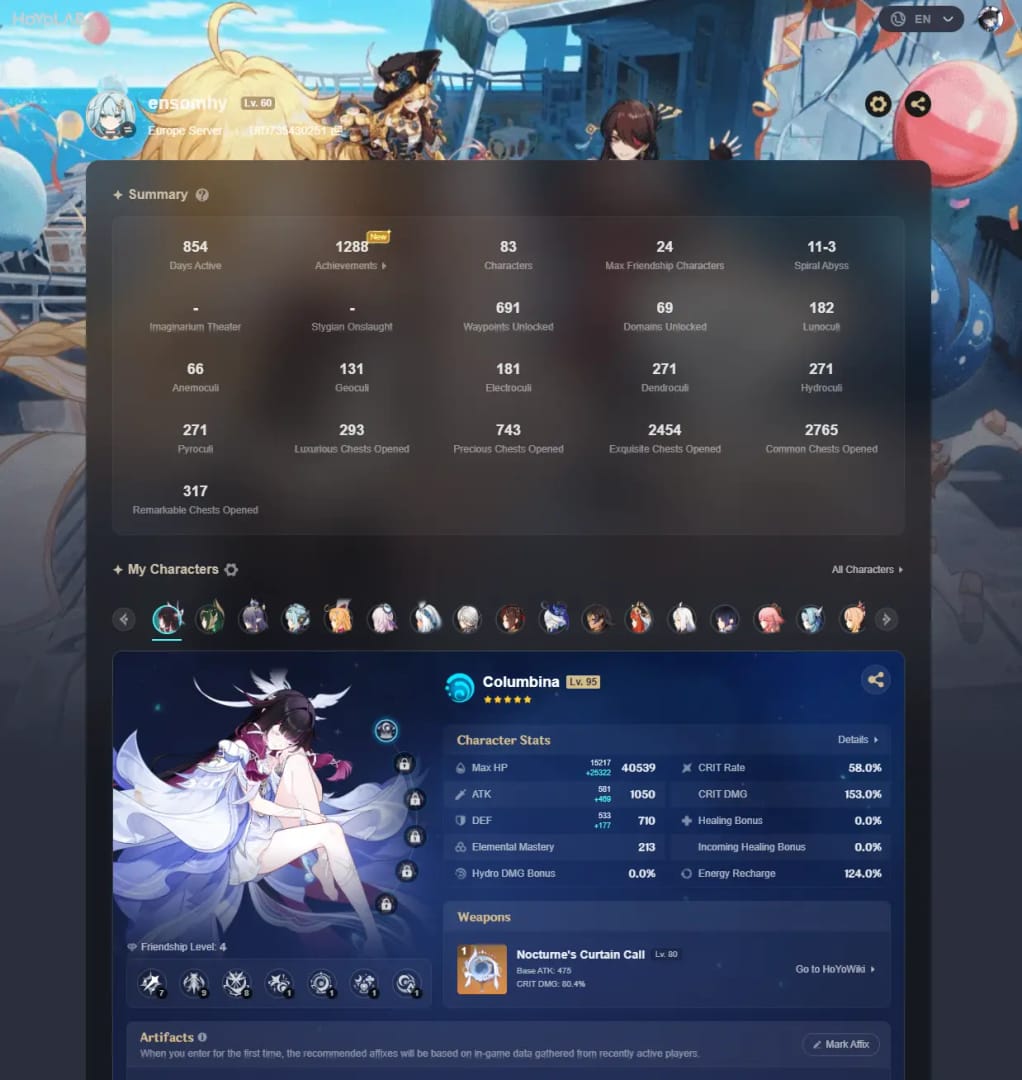 Genshin Impact order history or payment record screen used to collect support evidence for failed top-up cases