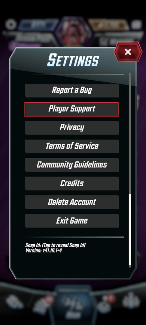Marvel Snap Help Center or support page for submitting missing purchase receipts and order details