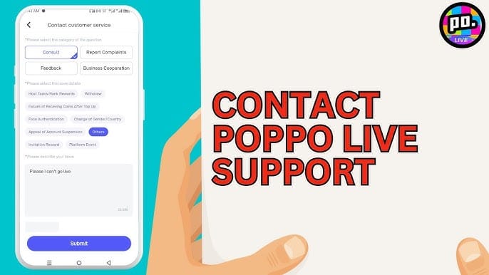 Poppo Live support or order history screen showing the kind of payment evidence needed when coins are missing after a successful charge.