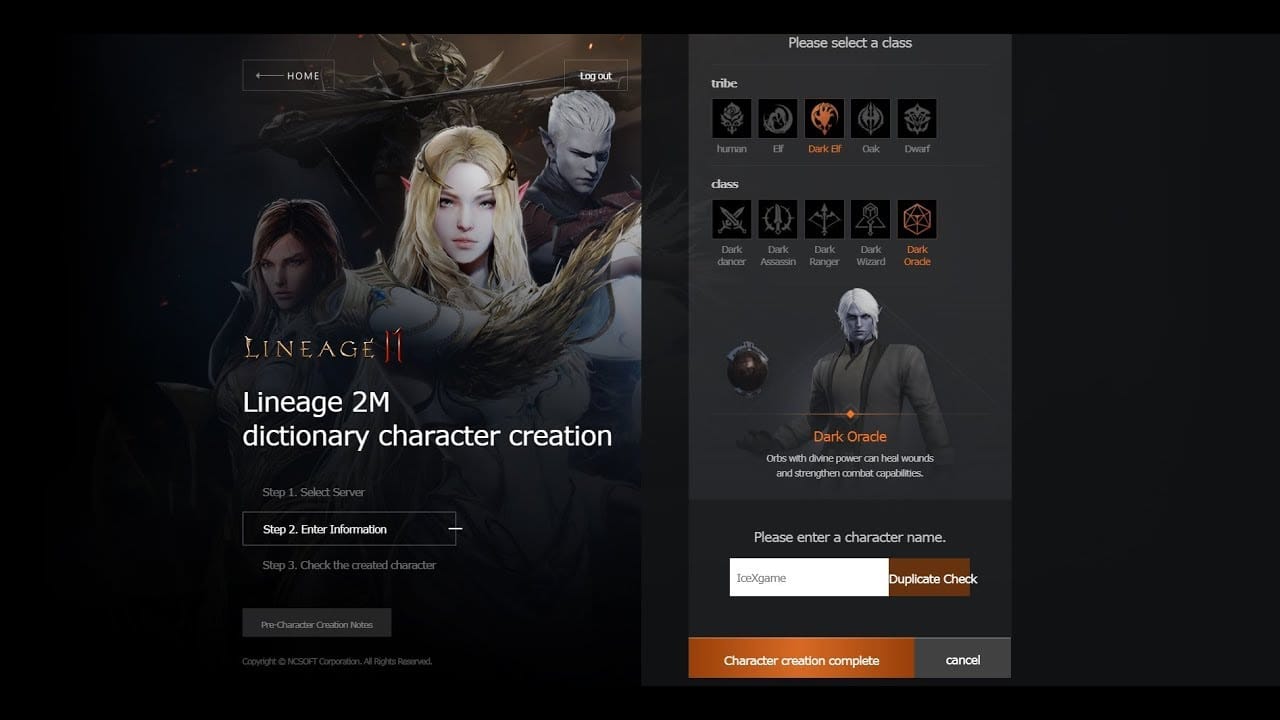 Lineage2M top up form comparison showing correct character ID and server selection versus common wrong-account entry mistakes