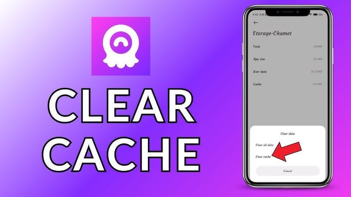 Step-by-step Chamet app troubleshooting guide showing force close and clear cache process after diamond top-up not received