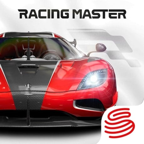 Racing Master top up workflow showing checkout, payment review, pending status, and final credit delivery
