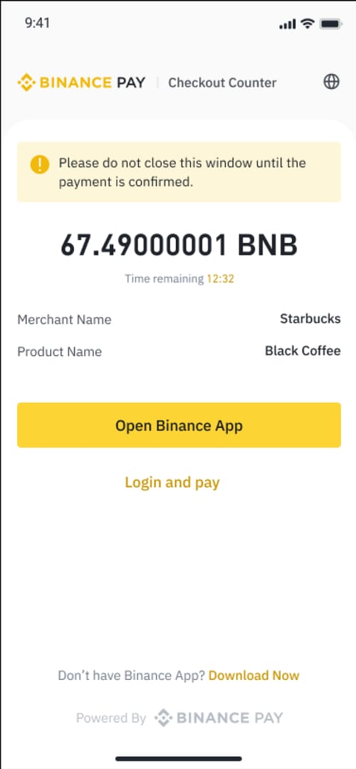 IMO Diamonds top up checkout page with Binance Pay selected and QR code payment flow