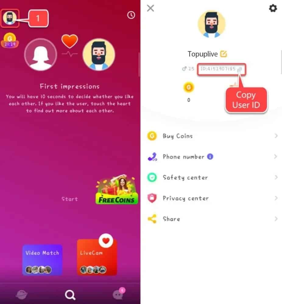 LivU Coins payment or checkout screen showing a standard authorized top-up flow