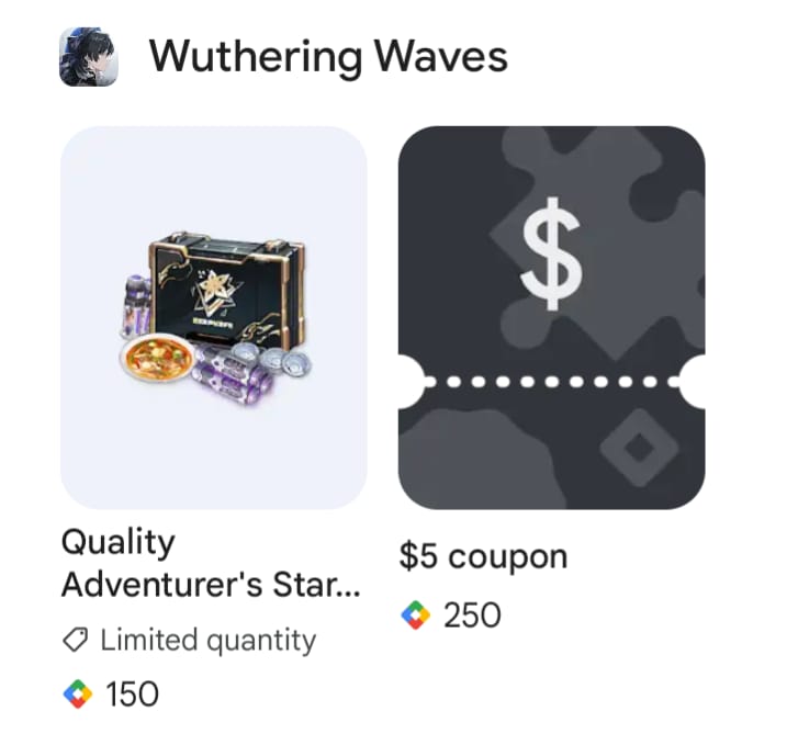 Google Play purchase history screen showing a Wuthering Waves Lunite transaction and receipt record