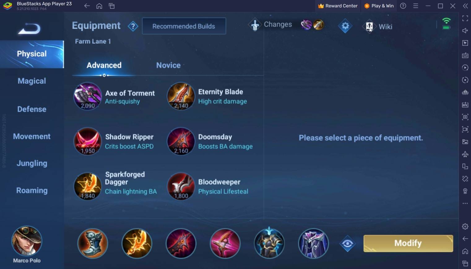 Honor of Kings equipment screen showing anti-heal and defensive item choices for countering dive and engage comps