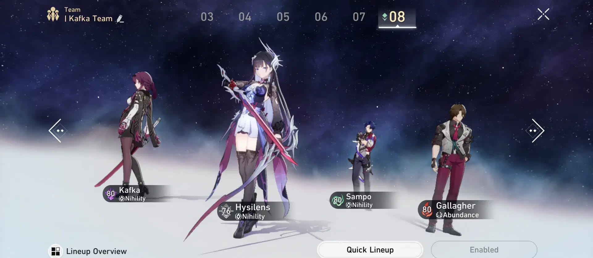 Honkai Star Rail DoT team with Kafka and Black Swan for Pure Fiction