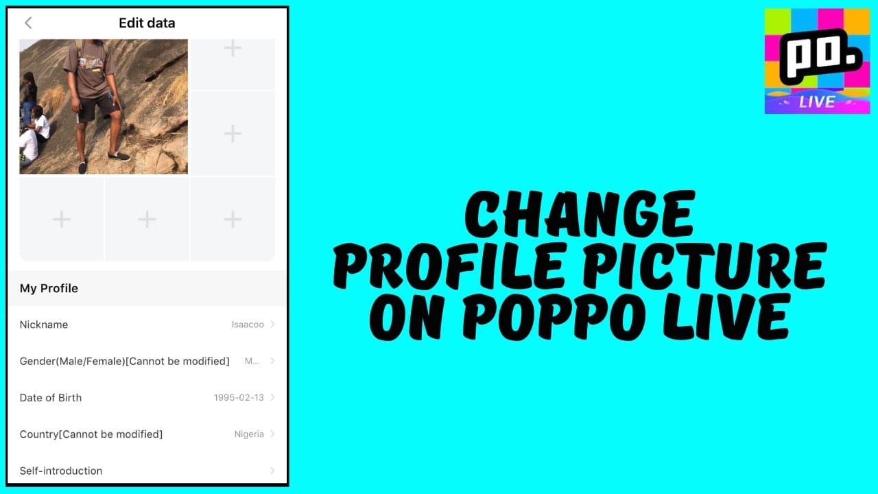 Poppo Live profile screen showing the Me section and numeric user ID location for coin top up verification.