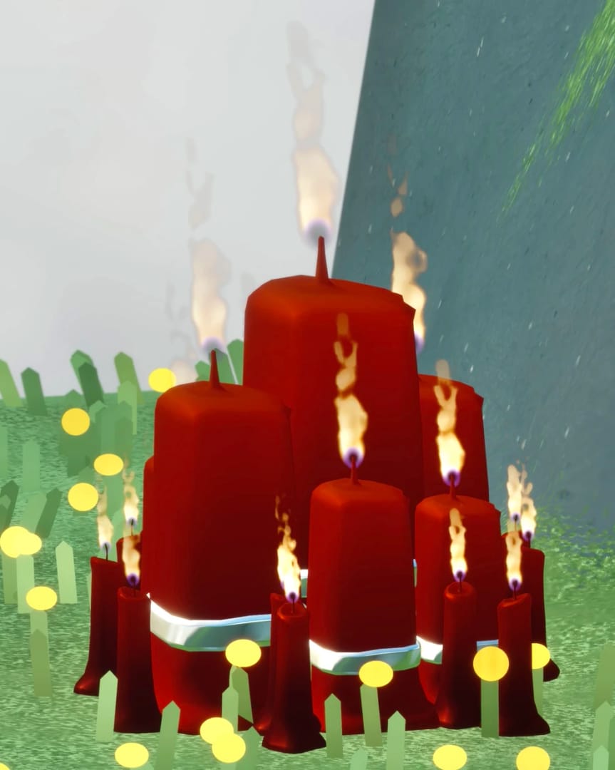 Comparison visual showing Seasonal Candles and regular Candles in Sky: Children of the Light and what changes at season end