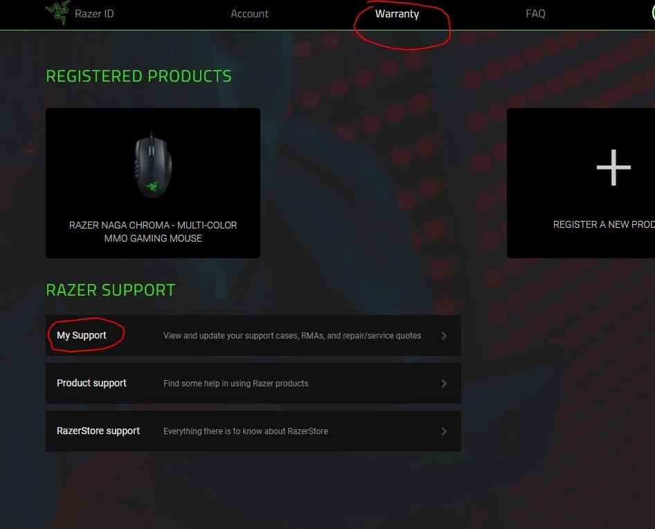Razer support ticket or help center screen for delayed top-up issues with receipt and order details ready