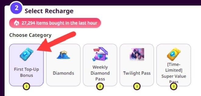 Průvodce dobíjením diamantů do Mobile Legends: Bang Bang krok za krokem zobrazující zadání ID účtu a platební proces