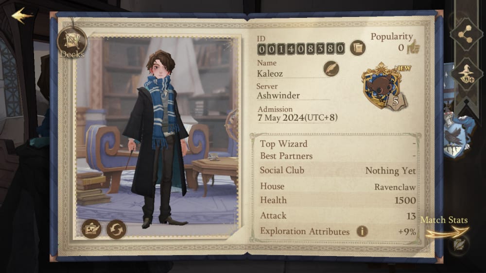 Harry Potter Magic Awakened account screen showing UID or player identification details before top up