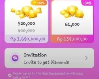 Chamet Diamond Me or Wallet interface showing where to find the User ID before top-up