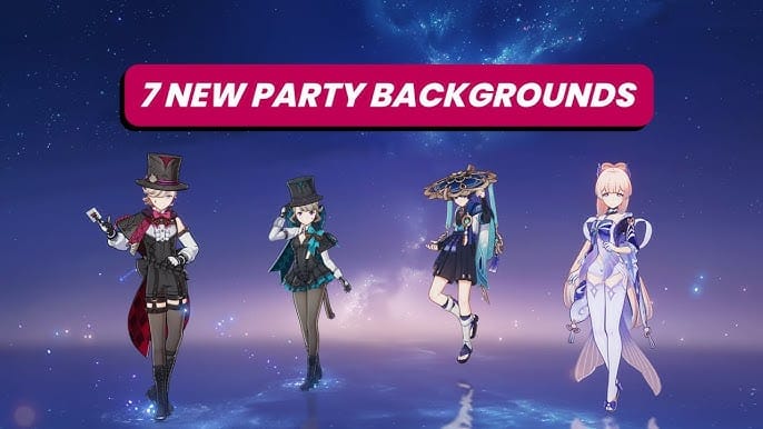 Genshin Impact party setup screen showing character roster and team selection interface