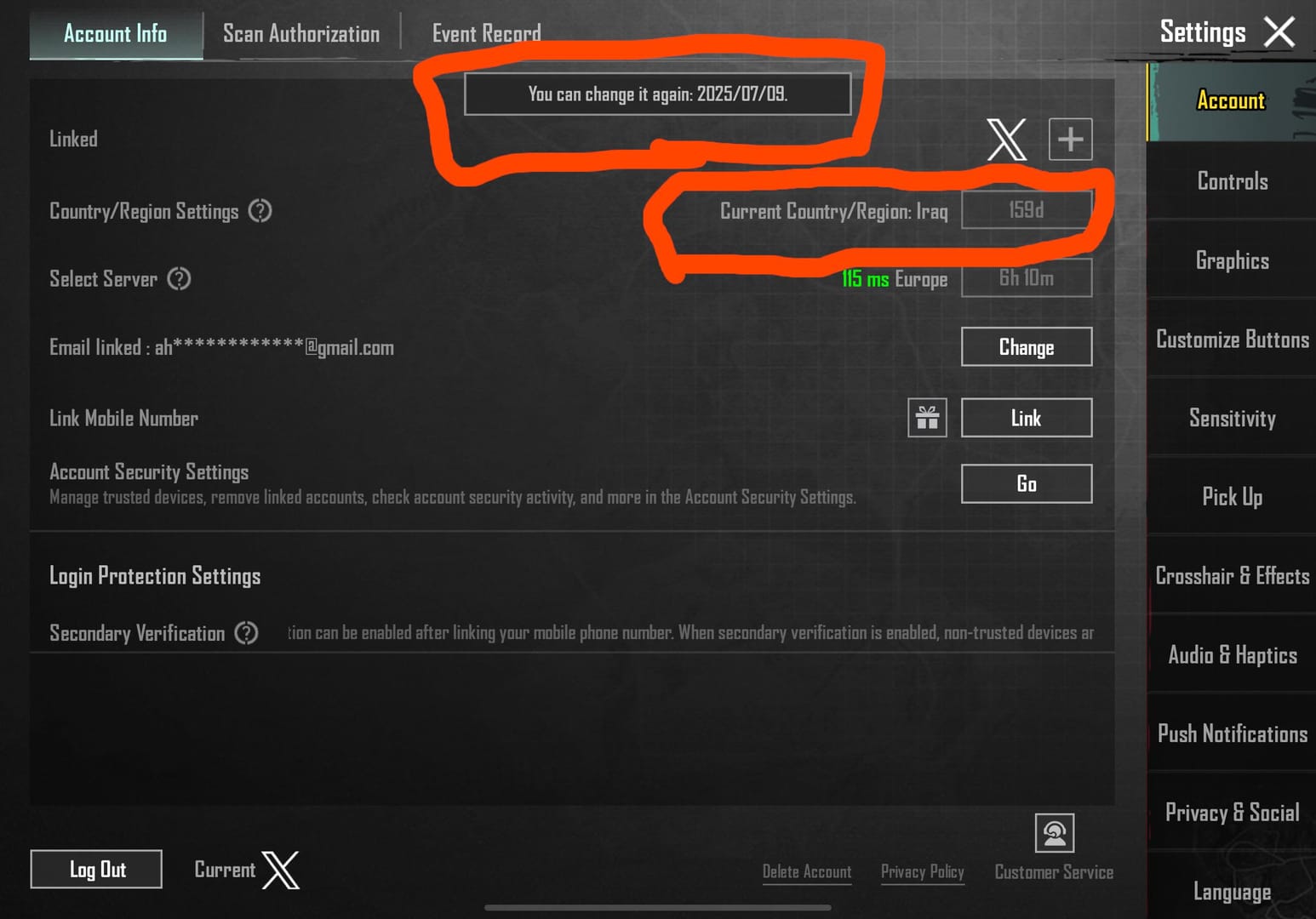 PUBG Mobile UC top-up region mismatch error indicating another region must be selected